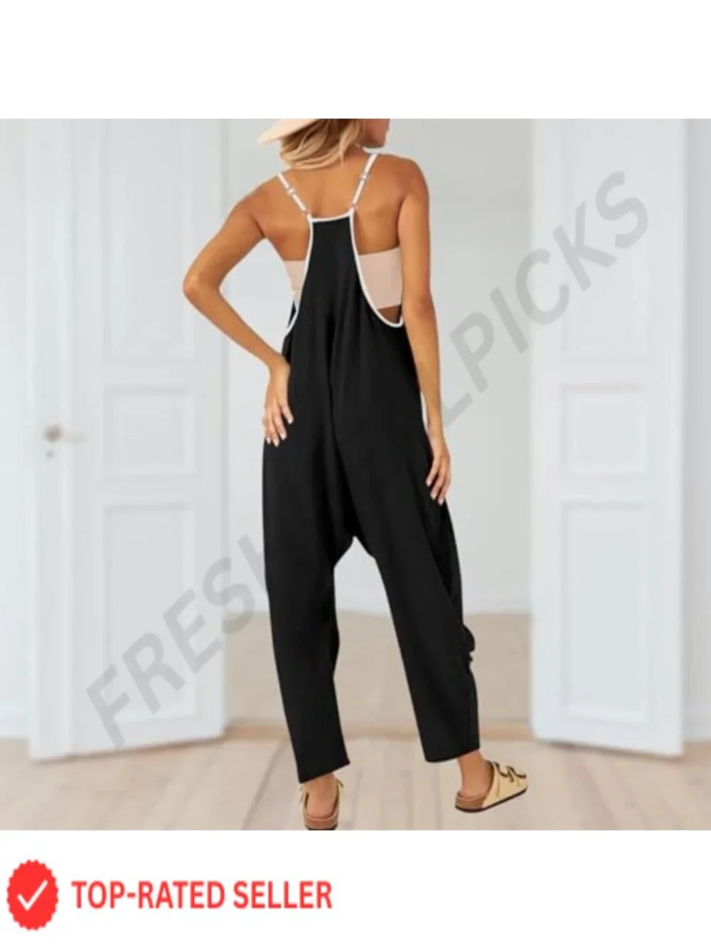 Women's Casual Loose Fit Jumpsuit Romper with Pockets